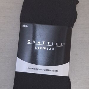 Chatties Black Sweater Knit Footed Tights